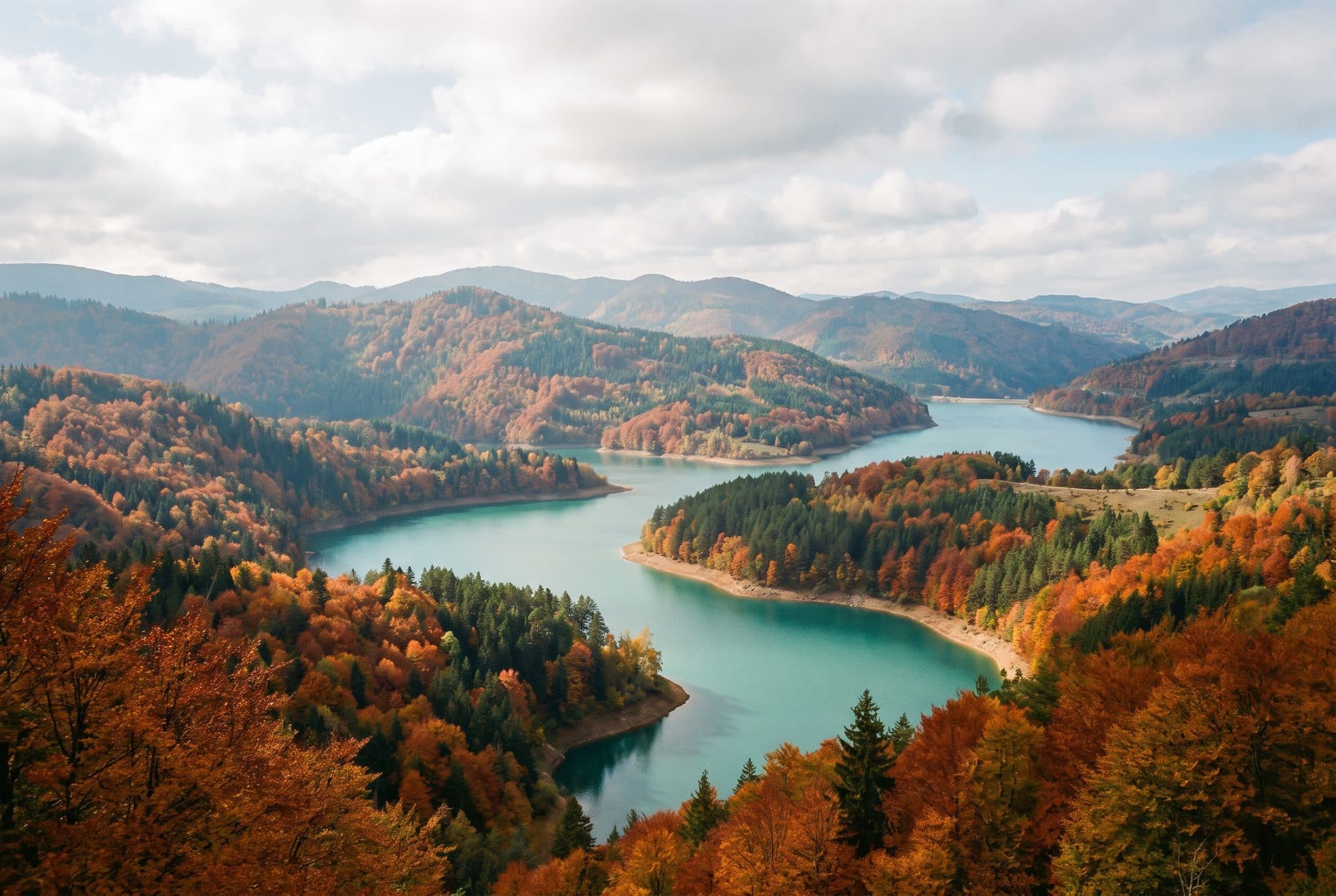 Fotografija jezera i planine kao slika na platnu za zid